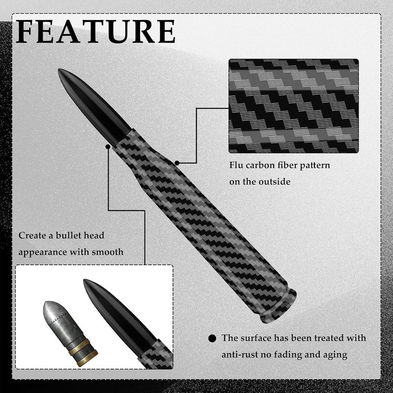 Turcee Car Bullet Antenna,Truck Exterior Decoration Accessories Car Vehicle Replacement Antenna Conpatible with Ford F150 RAM 1500 GMC Heavy Duty Pickup Trucks Accessories(Carbon Fiber Black) - Image 3